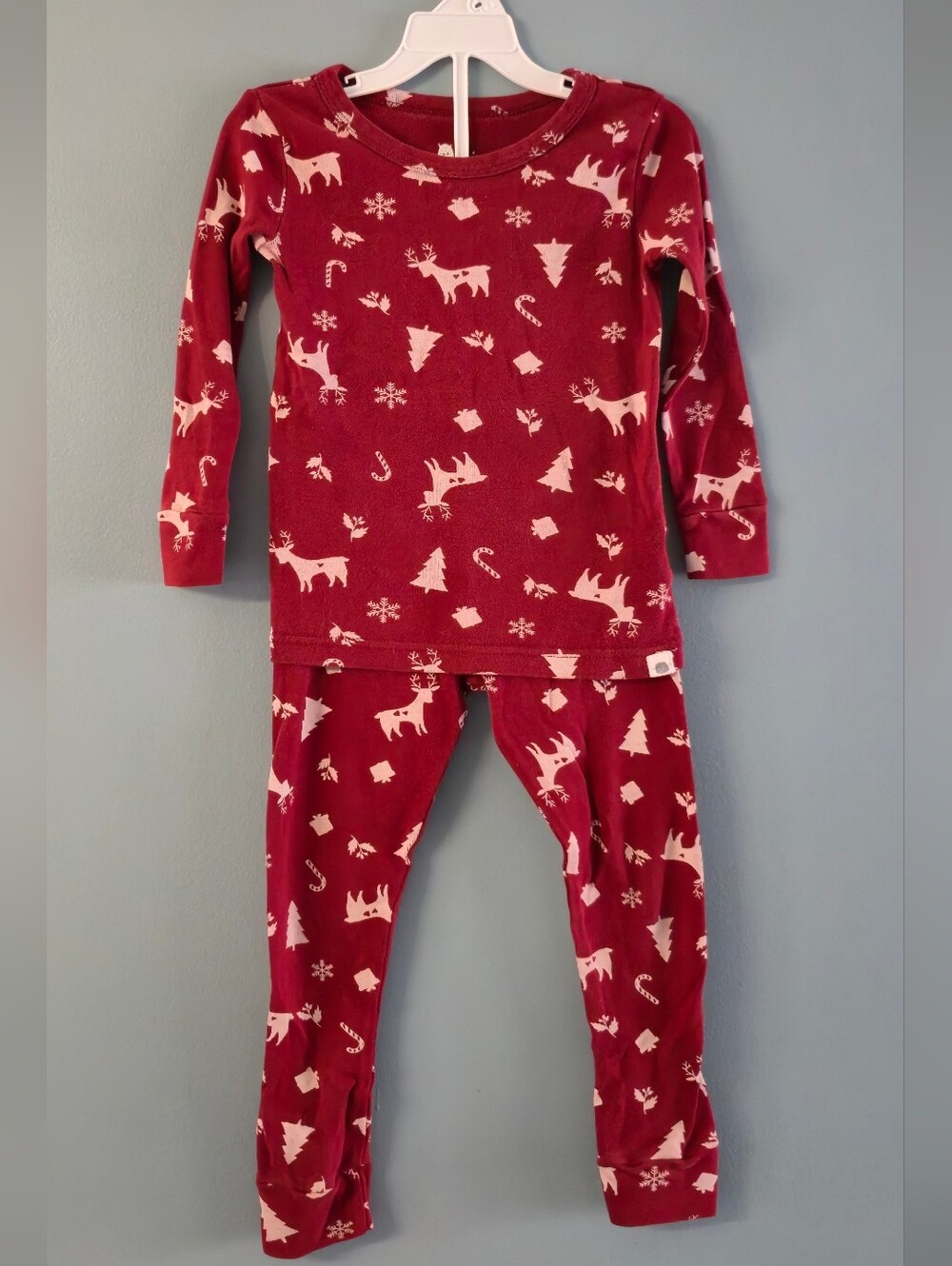 Red Moose & Holiday Print Pajama Set By Rise Little Earthling (4)